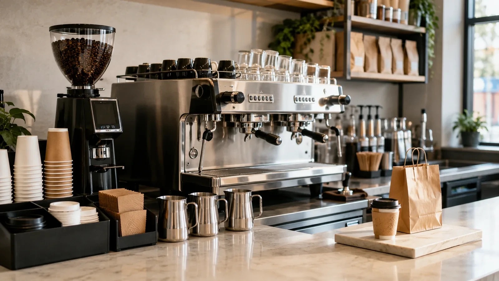 Commercial coffee equipment prepared for wholesale supply