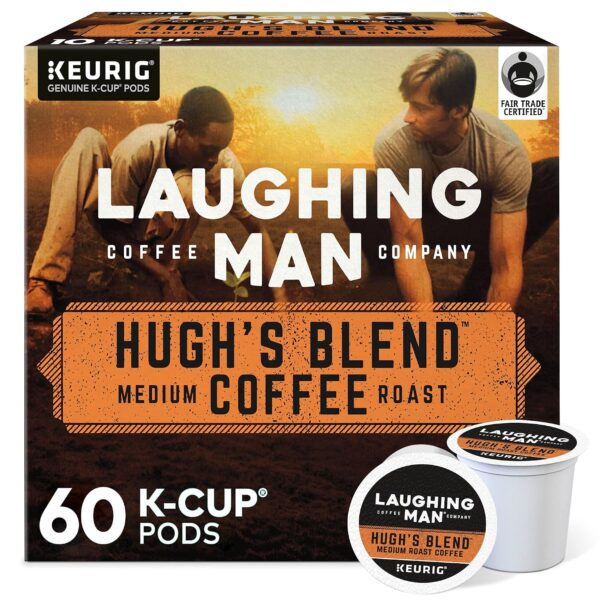 Laughing Man Hugh's Blend  K-Cup Pods, Medium Roast Coffee, 60 Count