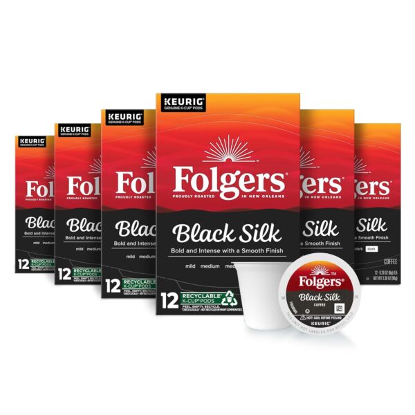 Folgers Black Silk Coffee, Dark Roast, Keurig K-Cup Pods, 72 Count