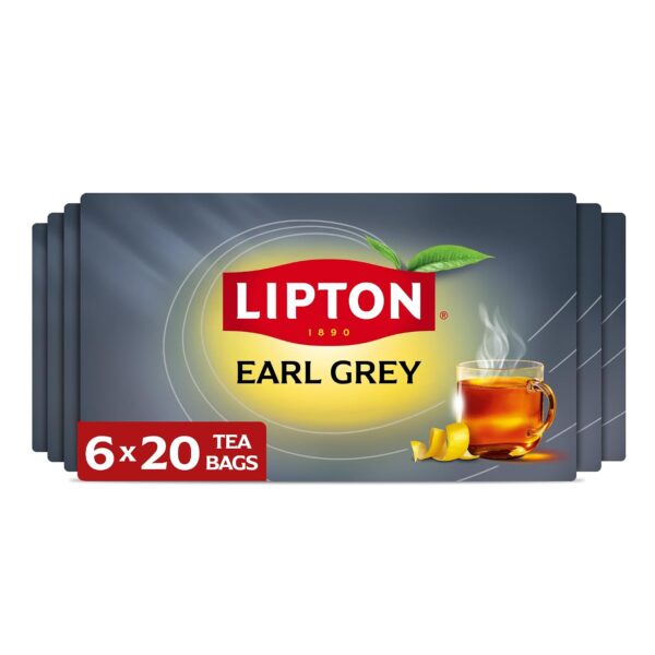 Lipton Earl Grey Black Tea Bags, Bergamot Flavor, 120 Total Bags (20ct - Pack of 6)