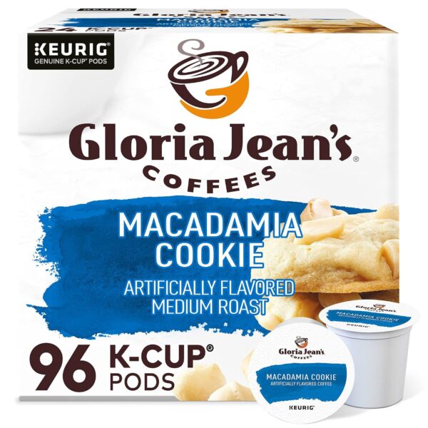 Gloria Jean's Macadamia Cookie K-Cup Pods, Medium Roast Coffee, 96 Count