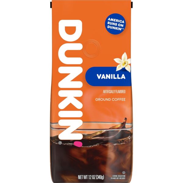 Dunkin’ Vanilla Artificially Flavored Ground Coffee, 12 Oz. Bag