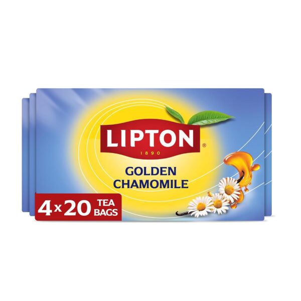 Lipton Golden Chamomile Herbal Tea Bags, Honey Vanilla, 80 Count (20 Count 4-Pack)