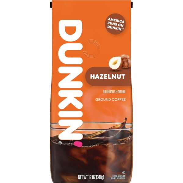 Dunkin’ Hazelnut Artificially Flavored Ground Coffee, 12 Oz. Bag