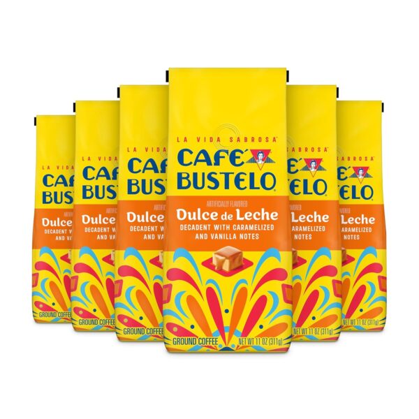 Café Bustelo Dulce de Leche Artificially Flavored Ground Coffee, 11 Ounce (Pack of 6)