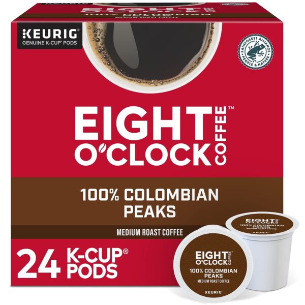 Eight O'Clock Coffee Colombian Peaks K-Cup Pods, Medium Roast Coffee, 24 Count