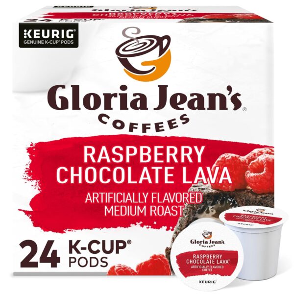 Gloria Jean's Coffees Raspberry Chocolate Lava  K-Cup Pods, Flavored Medium Roast Coffee, 24 Count