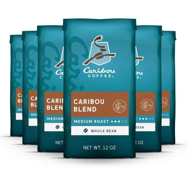 Caribou Coffee Whole Bean Coffee Medium Roast, Caribou Blend, 12 Ounces Pack of 6