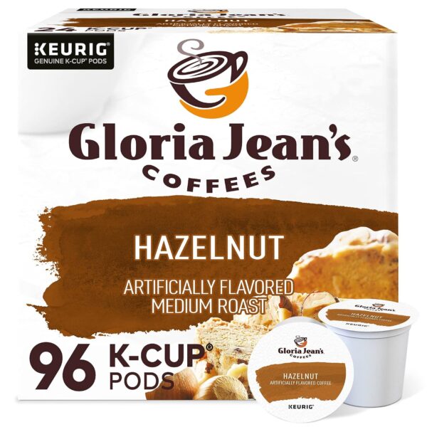 Gloria Jean's Coffees Hazelnut   K-Cup Pods, Flavored Medium Roast Coffee, 96 Count