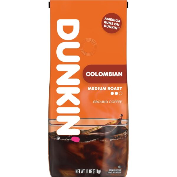 Dunkin’ Colombian Medium Roast Ground Coffee, 11 Oz. Bag
