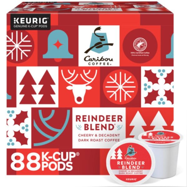 Caribou Coffee Reindeer Blend K-Cup Pods, Dark Roast Coffee Pods, 88 Count