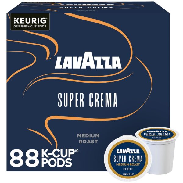 Lavazza Super Crema K-Cup Pods, Medium Espresso Roast Coffee, 88 Count