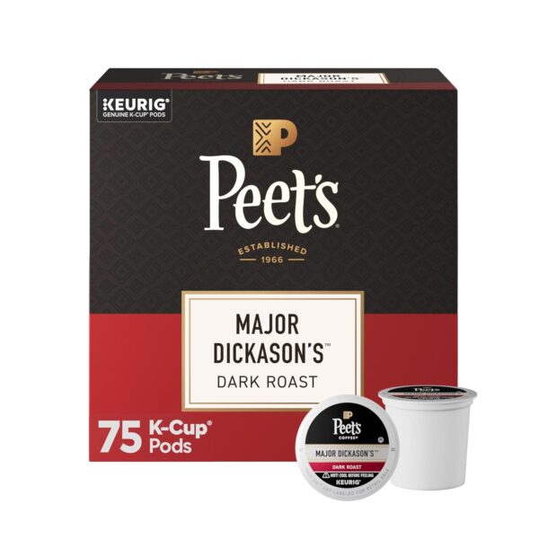 Peet's Coffee Pods, Dark Roast, Major Dickason's Blend, 75 K Cups