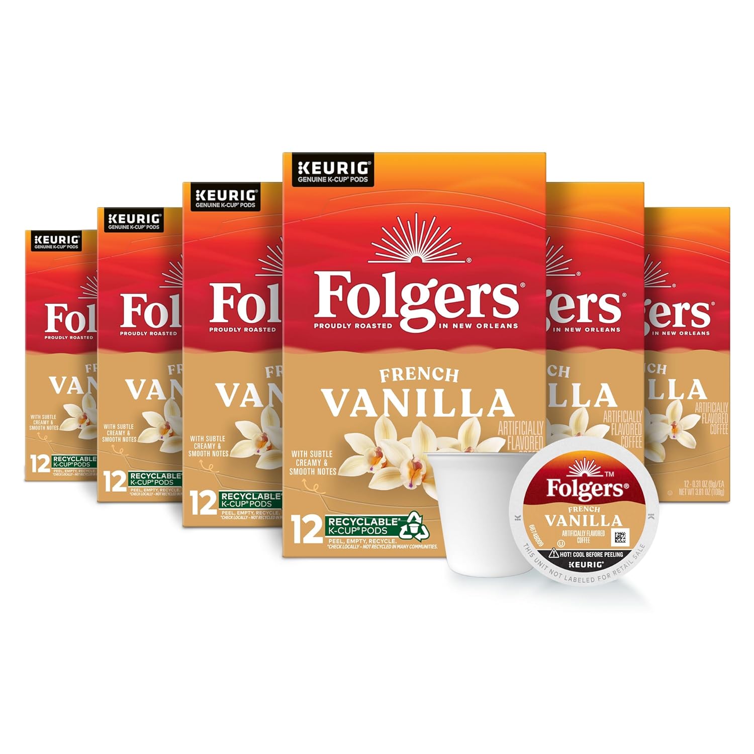 Wholesale Folgers French Vanilla Flavored Medium Roast 72 Ct