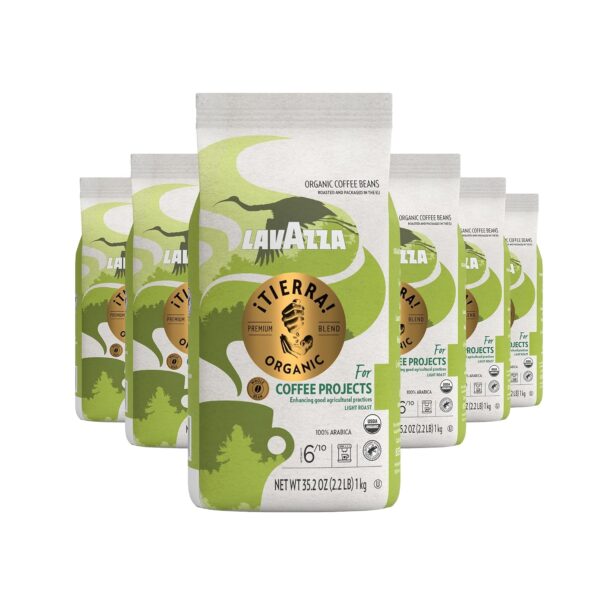 Lavazza ¡Tierra! Organic for Planet Whole Bean Coffee 100% Arabica, 2.2 lb Bag Pack of 6